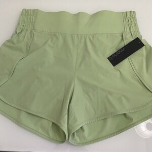 Mono B High Waisted Stretch Split Shorts Built in Liner Lime 3XL Curvy Stretch‎